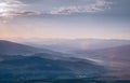 Mountain valley landscape in sunrise time