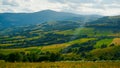 Mountain valley. Natural summer landscape. Horizontal Banner background. Royalty Free Stock Photo