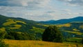 Mountain valley. Natural summer landscape. Horizontal Banner background. Royalty Free Stock Photo