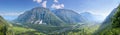 Mountain valley, panorama landscape, Canyon Chulyshman river, Altai Royalty Free Stock Photo