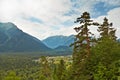 Mountain valley. View of the village Arhiz. Royalty Free Stock Photo