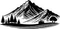 Mountain vector black color Royalty Free Stock Photo