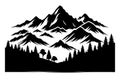 Mountain vector black. Mountain and landscape vector black on white background, eps -10 Royalty Free Stock Photo