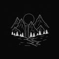 Mountain vector image in black and white