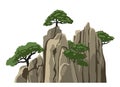 Mountain vector isolated clipart. Realistic mountain, rock, hill. Element for chinese landscape. Asian scenery.