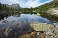 Mountain is very clean and clear lake. Magnificent summer landscape in the mountains.