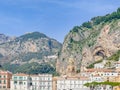 Mountain view with Amalfi Cathedral  of Amalfi Town on Amalfi Coast /  UNESCO World Heritage Sites, Italy, Europe Royalty Free Stock Photo