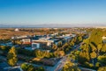 MOUNTAIN VIEW, CA - AUGUST 29, 2022: Googleplex - Google Headquarters office buildings seen in an aerial view. Royalty Free Stock Photo