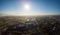 Mountain View, CA, USA - April 18 2017: Aerial drone view of Google campus called googleplex headquarters in silicon valley rotate