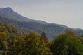 Mountain view in Dilijan National Park with dome Haghartsin monastery Royalty Free Stock Photo