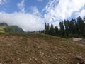 Blue sky with white clouds and green trees ..hills view Royalty Free Stock Photo