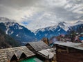 A mountain view from Himalayan mountains, Village Tosh himachal Pradesh Royalty Free Stock Photo