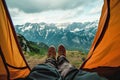 Mountain View from Inside a Tent Royalty Free Stock Photo