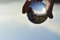 Mountain view through a lens ball