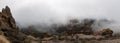 Mountain view from the `Pico de las Nieves`, near Tejeda surrounded by clouds on the island of Gran Canaria. The highest peak in t Royalty Free Stock Photo