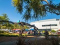 Employees working outdoors at Googleplex headquarters main office