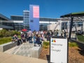 Employees working outdoors at Googleplex headquarters main office