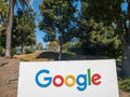 Google logo at Googleplex headquarters main office Royalty Free Stock Photo