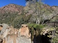 Mountain View and Waterfall in Tonto Natural Bridge State Park Royalty Free Stock Photo