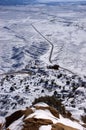 Mountain View of Winter Desert Road Royalty Free Stock Photo