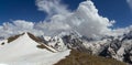 Snowy peaks of Dombai mountains in the late spring Royalty Free Stock Photo
