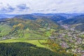 Mountain village, aerial scene during autumn Royalty Free Stock Photo