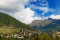 Mountain village with ancient towers. Georgia