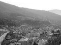 Mountain village on black and white Royalty Free Stock Photo