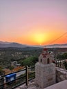 Mountain village on Crete during the high summer season Royalty Free Stock Photo