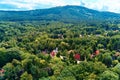 Mountain village with forests, bird eye view Royalty Free Stock Photo