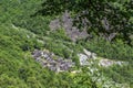 The mountain village Foroglio viewed from high mountain