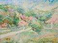 Mountain village impressionism oil painting