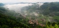 Mountain village,morning mist