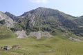 Mountain village with mountains in the background