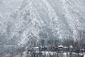 Mountain village scenery in snowstorm Royalty Free Stock Photo