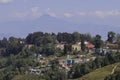 mountain village and terrace farming on slopes of himalayan foothills near darjeeling hill station