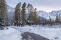 Mountain village in winter, Macugnaga, Italy. Important ski resort Royalty Free Stock Photo