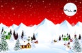 Mountain village winter night Christmas Royalty Free Stock Photo