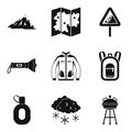 Mountain walking icons set, simple style Royalty Free Stock Photo