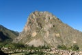 Mountain wall in Ollantaytambo Peru: an Inca city In the Sacred Valley