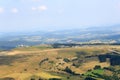 Mountain Wasserkuppe panorama with radar station radar dome and airfield in RhÃ¶n Mountains, Germany Royalty Free Stock Photo