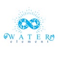 Mountain water spring conceptual logo, limitless symbol. Royalty Free Stock Photo