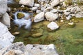Mountain water stream at the rock in slow motion Royalty Free Stock Photo