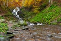 Mountain waterfall in autumn forest Royalty Free Stock Photo