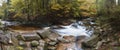 Mountain waterfall river stream view. Forest waterfall in mountains. Small stream in autumn season, colorful landscape. Beautiful Royalty Free Stock Photo