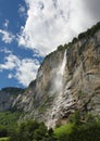 Alpine mountain landscape with waterfall, Lauterbrunnen valley - Switzerland Royalty Free Stock Photo