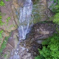 Mountain waterfall. Top view. Aerial view. Royalty Free Stock Photo