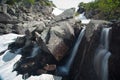 Mountain waterfall. Very beautiful landscape with mountain waterfal