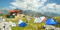 mountain and waterfalls in village theodorian arta perfecture greece firs forest high rocks butterfly Royalty Free Stock Photo