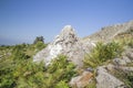 mountain and waterfalls in village theodorian arta perfecture greece firs forest high rocks butterfly Royalty Free Stock Photo